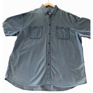 Faded Glory Denim Shirt XL Light Wash Button Front Workwear Western Grunge
